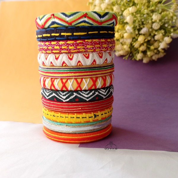 Colorful Handcrafted Cotton Thread Bangle Set