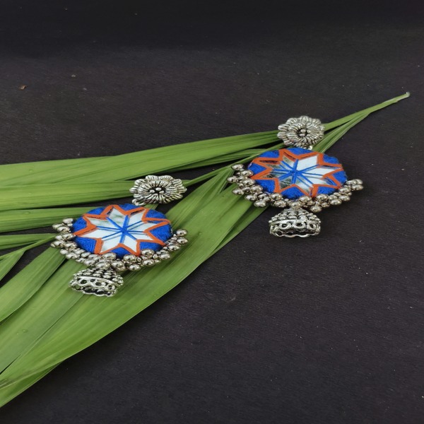 Antique Silver Flower Studd with hanging Earring for Women and Girls