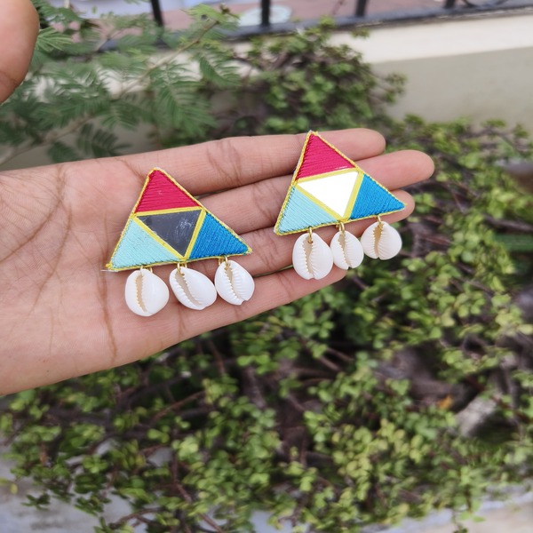 Tri color mirror Earring
