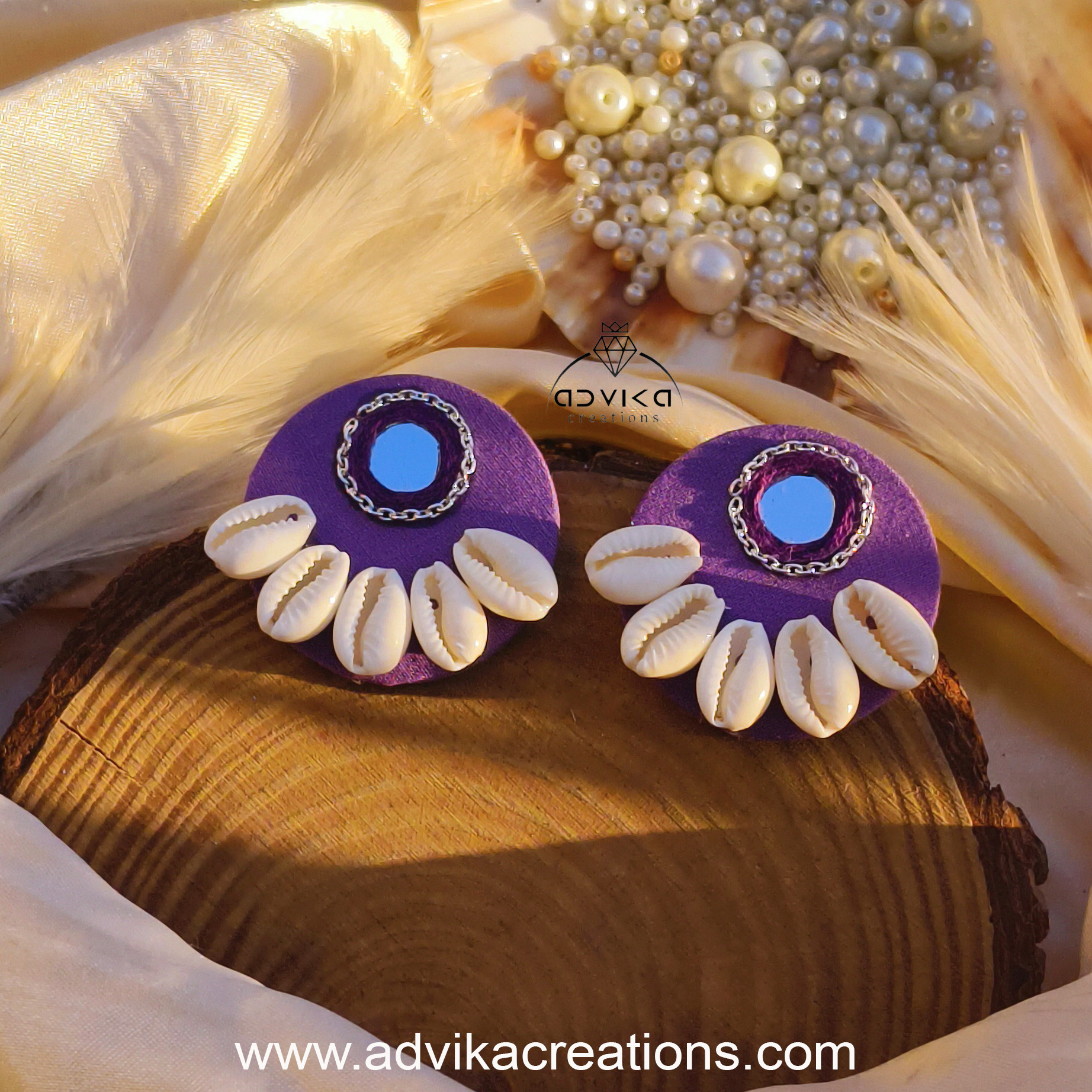 Cowrie mirror earrings 02