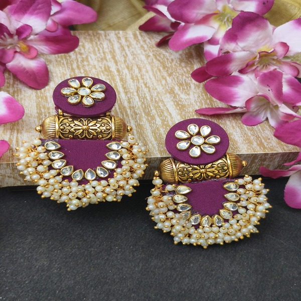 Megenta Colour Handmade Fabric Earring