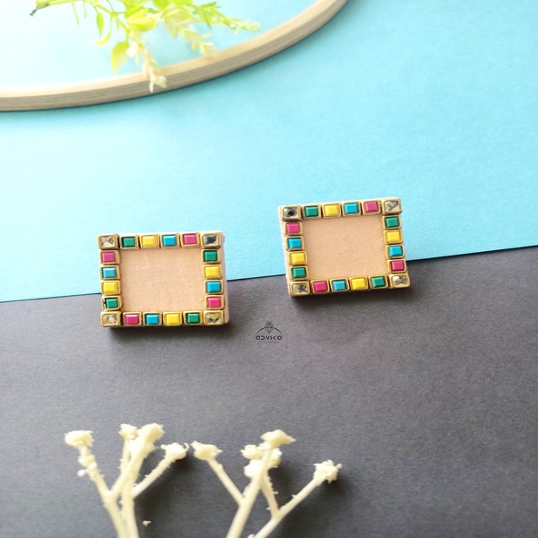 Multi color kundan earring