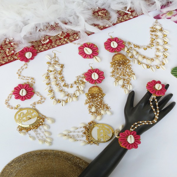 Orange colour Mirror Jewellery for Haldi Mehndi Jewellery Set