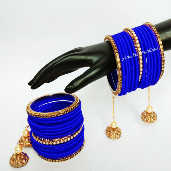 Blue silk Bangles with latkans