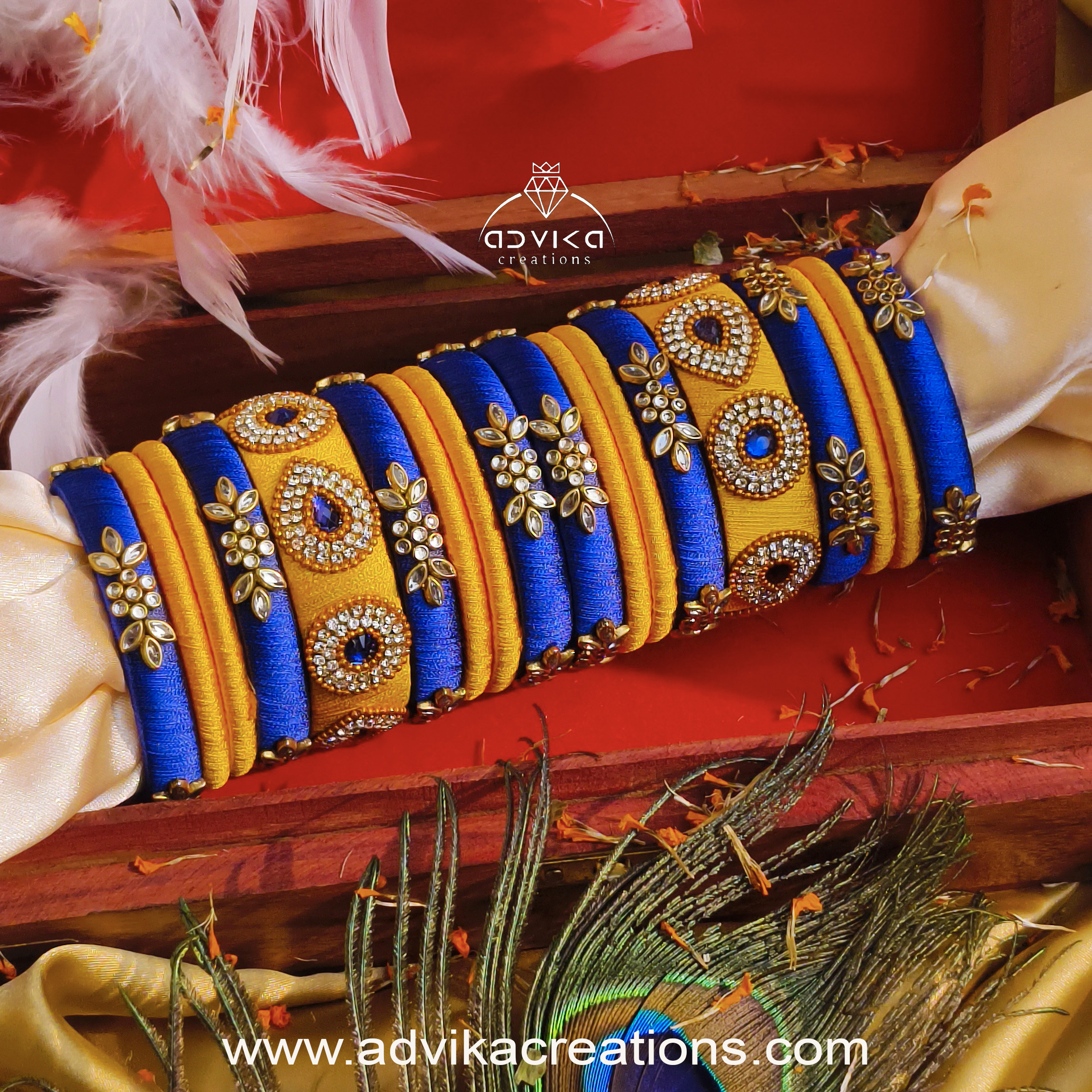 Blue and Yellow Tilak bangles