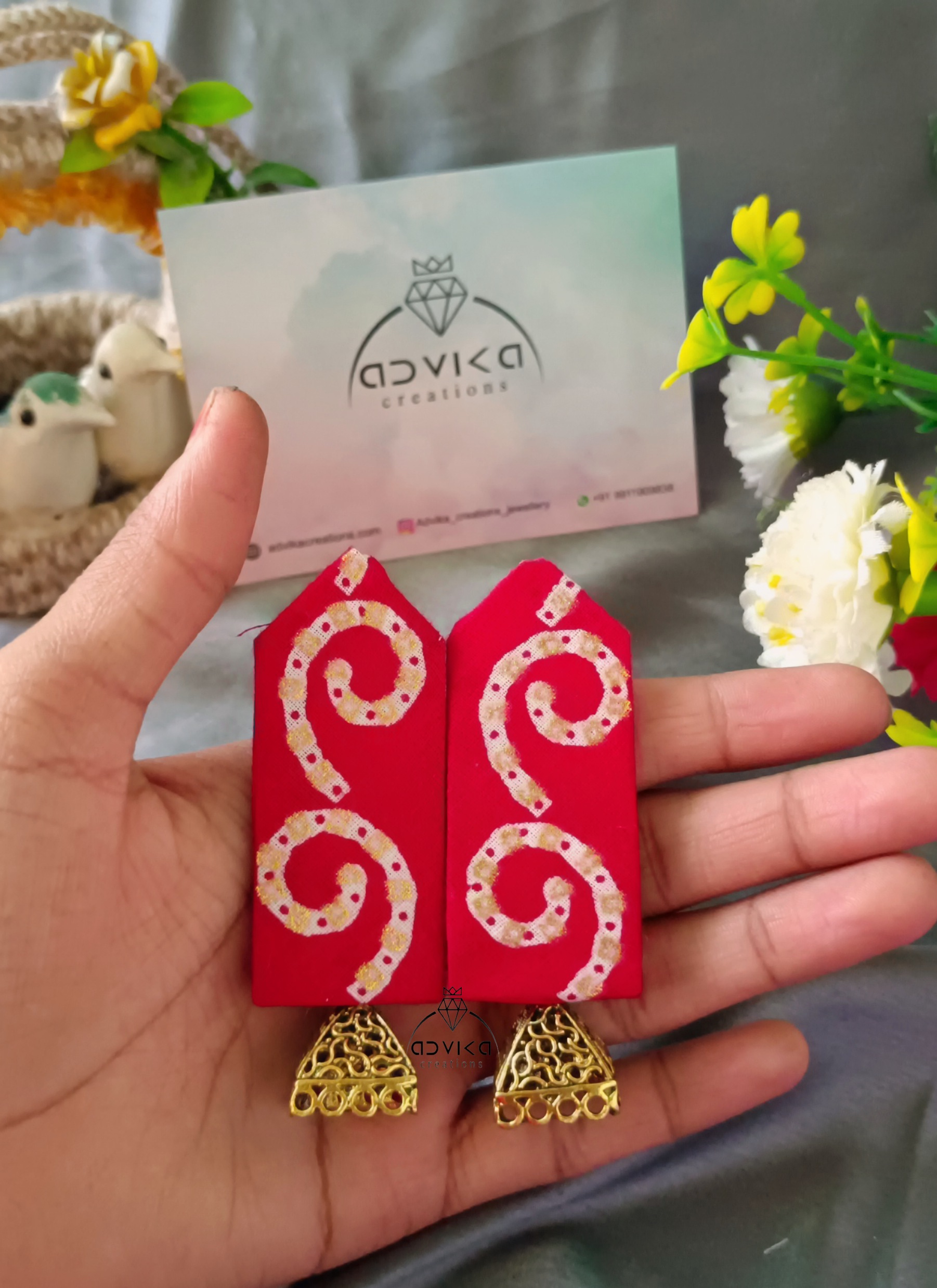 Block Printed Fabric Earring