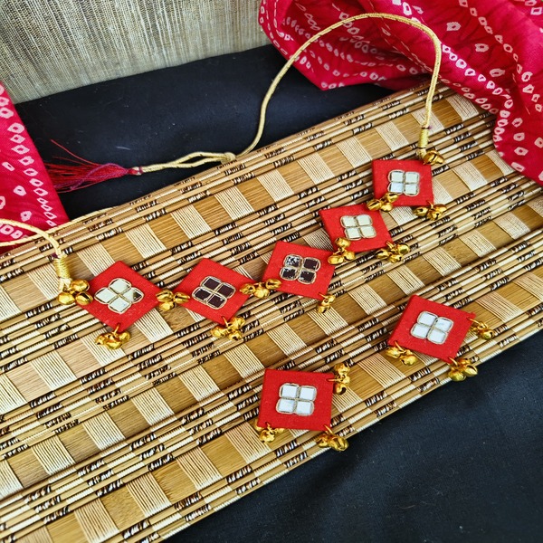 Red fabric Necklace and Earring for women and girls