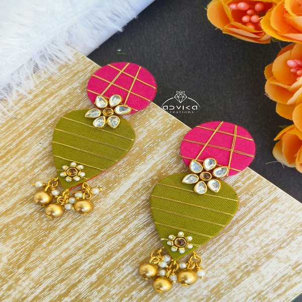 Handmade dual color Fabric Earring Women and Girls