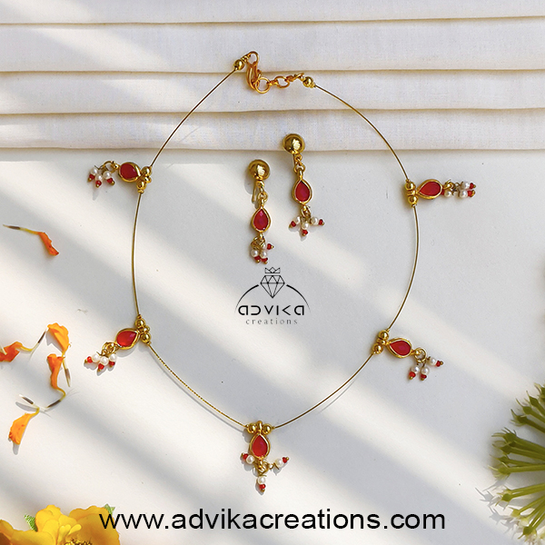 Stunning Red Invisible Necklace Set