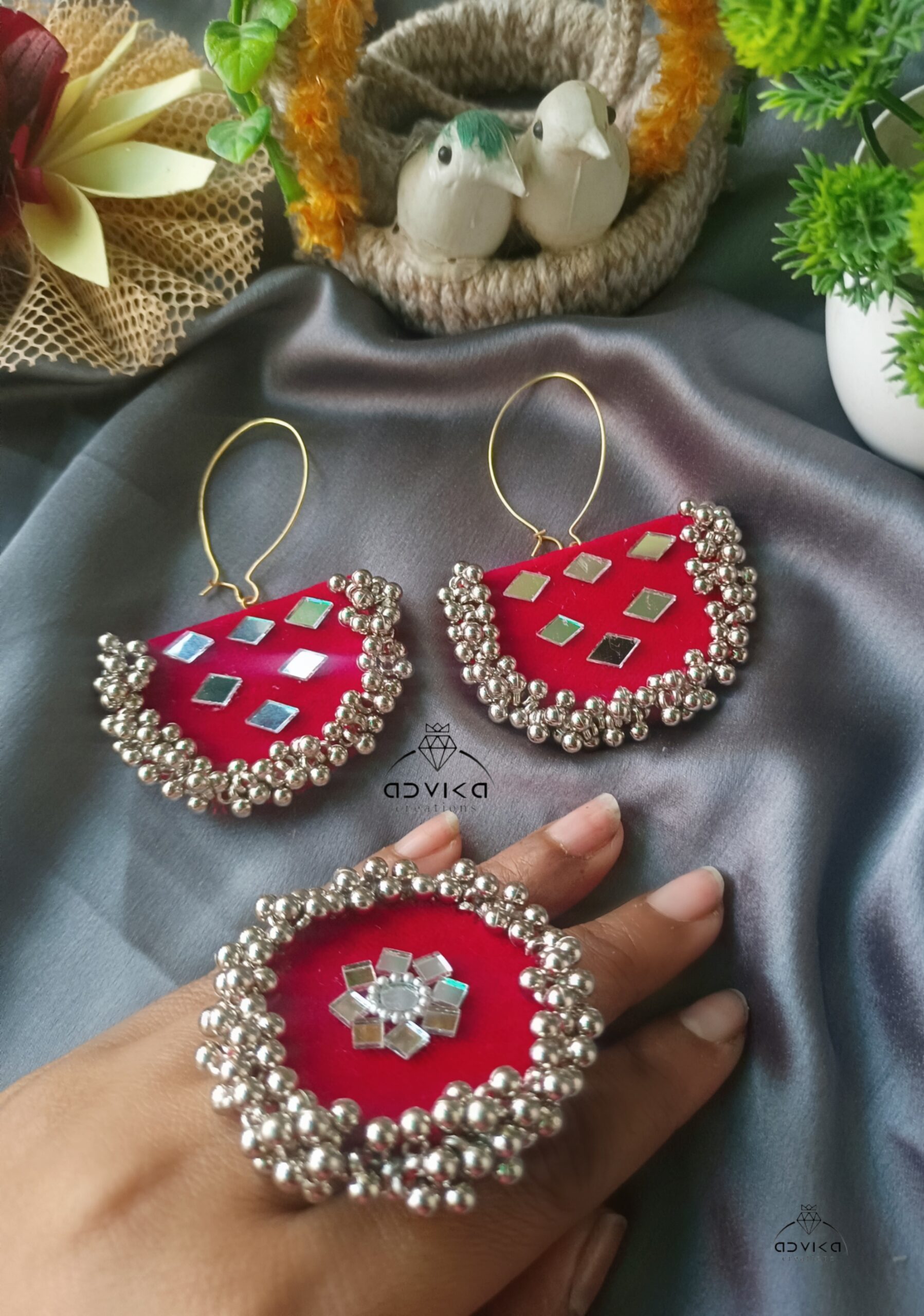 Ghungroos Fabric Earring & Ring