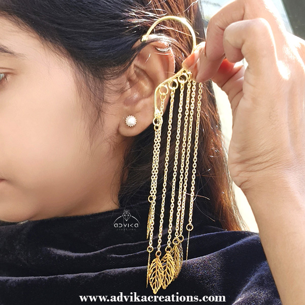 Golden leaf earcuffs
