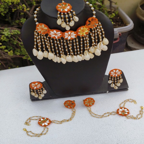 Orange mehndi jewellery set for women and girls