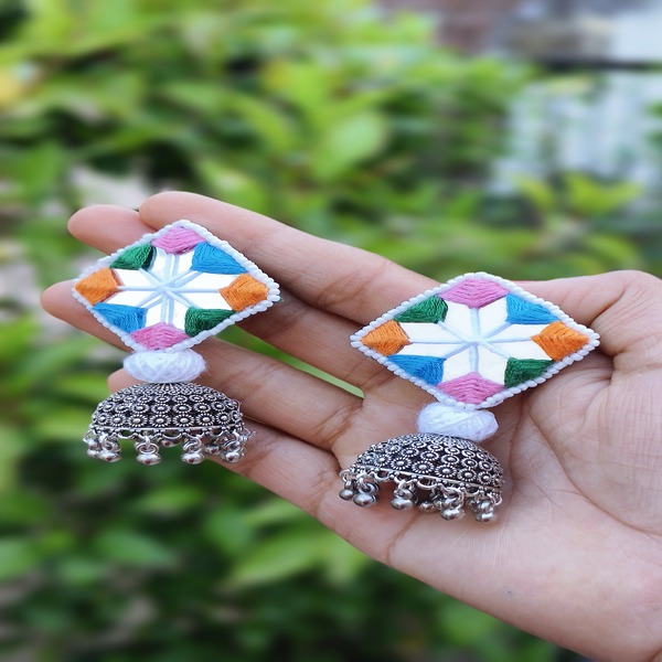 Multi color beaded mirror Earring for women and Girls