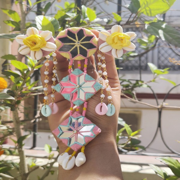 Radiant Reflections Mirror Work Hair Clip for women and girls