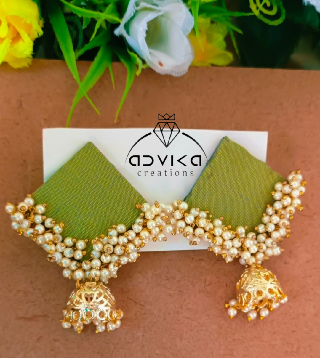 Handcrafted fabric Earring with loreals & jhumki