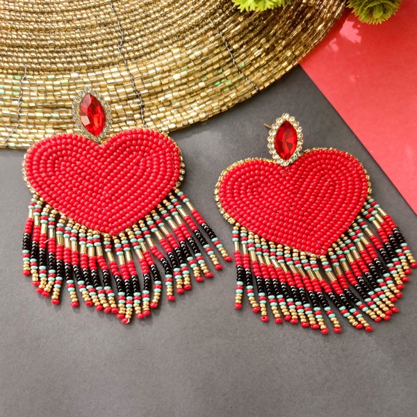 Heart Shape statement beaded Earring