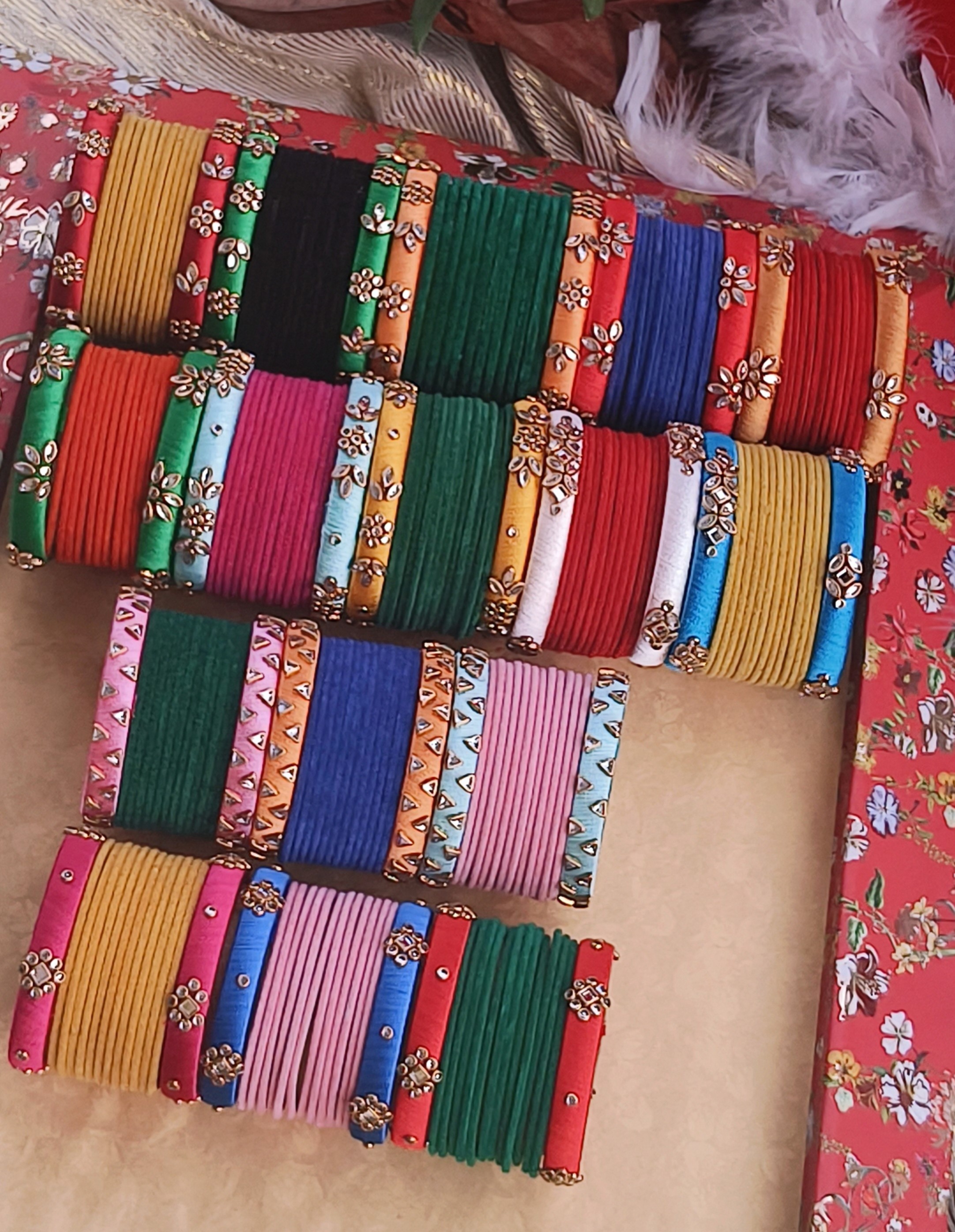Combo of 16 set Handmade Silk Thread Bangles 