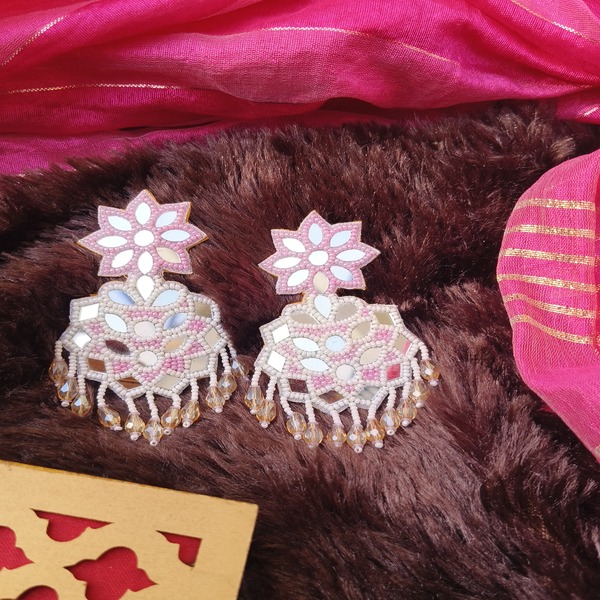 Pink beaded Handmade Earring