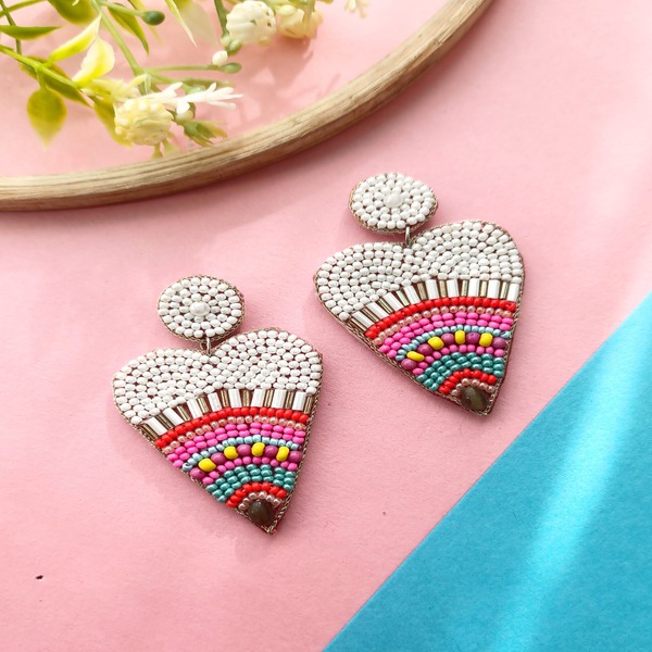 Lovely Heart Shape Beaded Earring