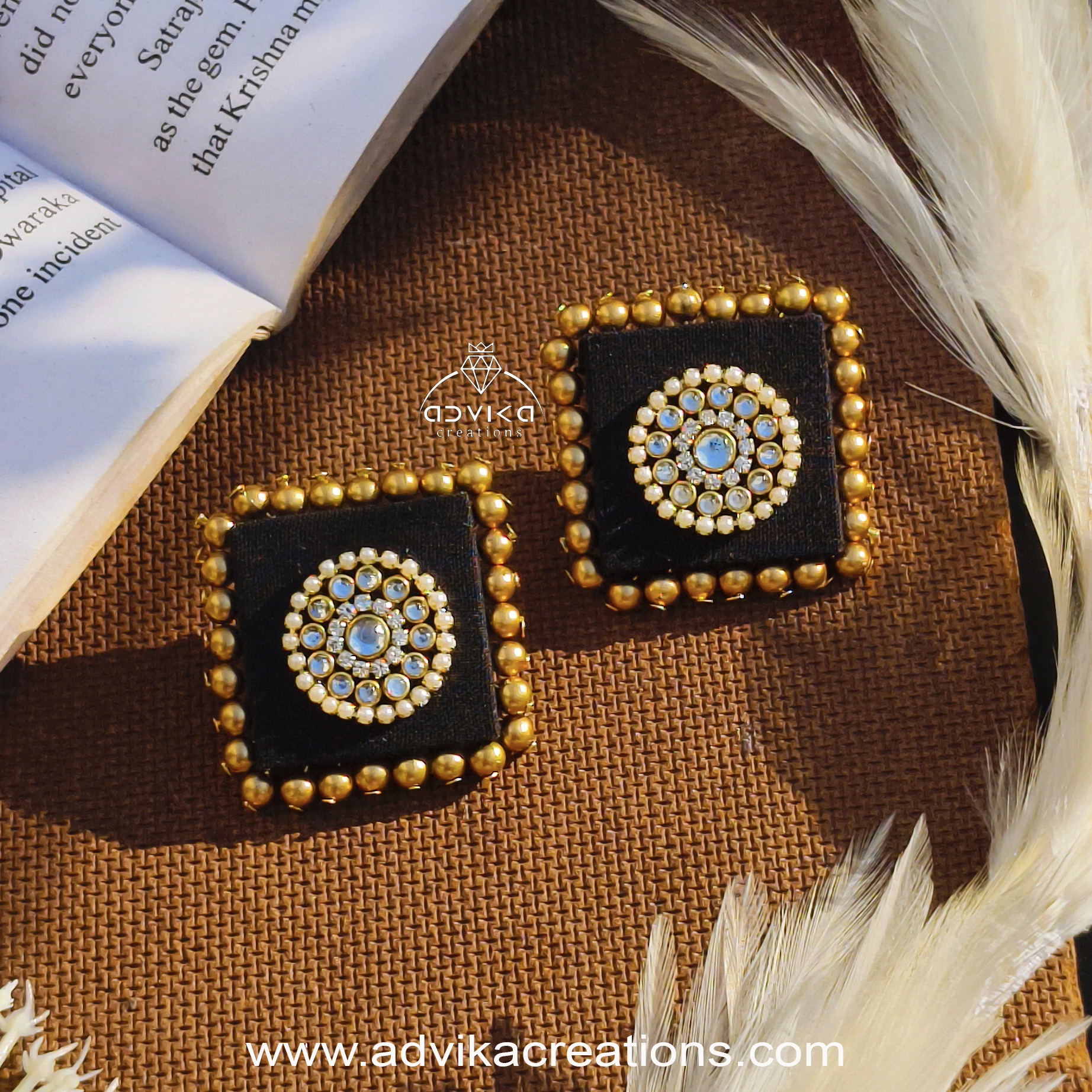 Square Shape Fabric Earrings 01