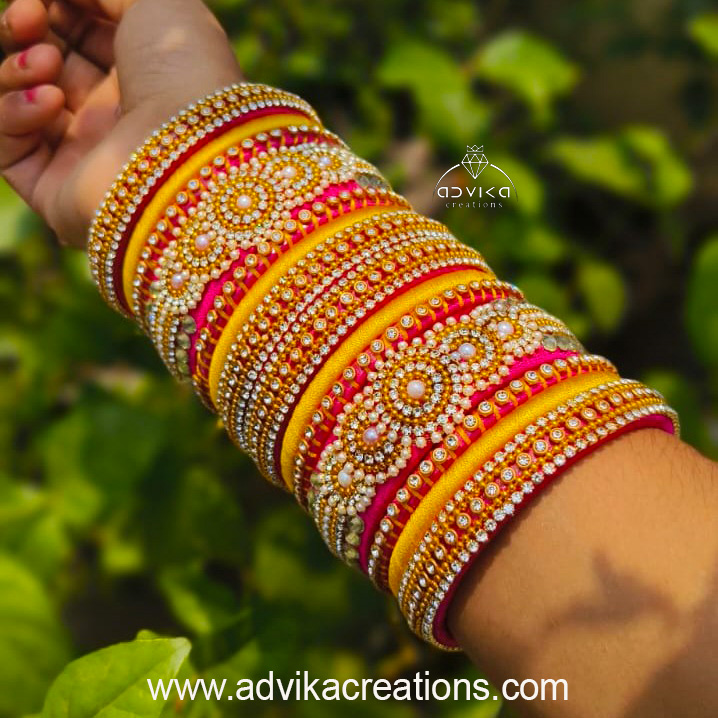 Designer Silk Thread Bridal Bangle Set