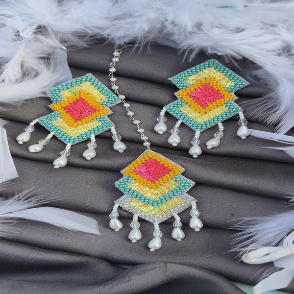 Multicolor Handmade Beaded Statement Earrings 