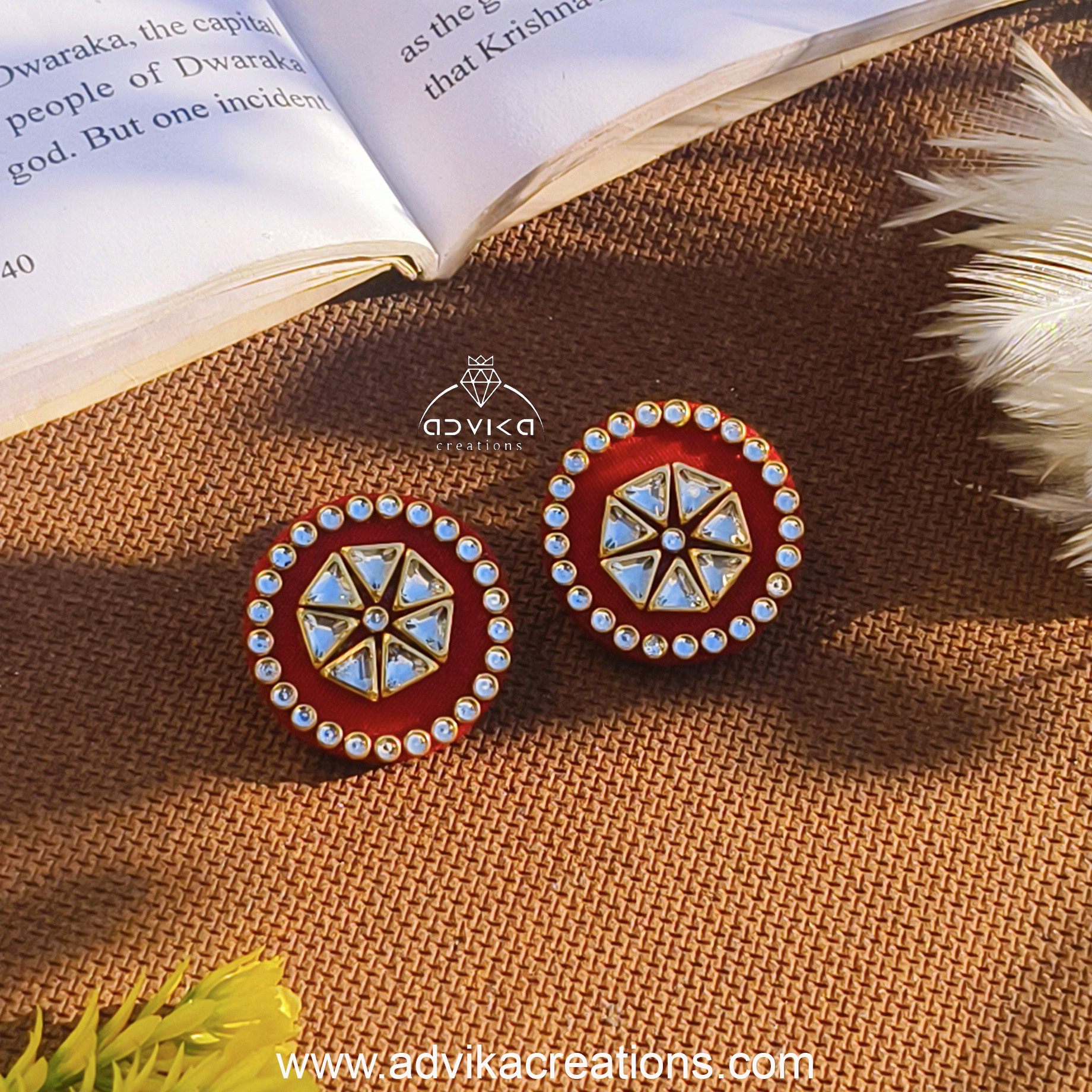 Circle Shape Fabric Earrings 02