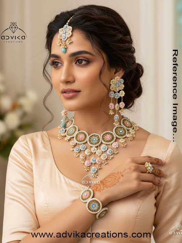 Pastel Multi-Color Beaded bridal Jewelry set