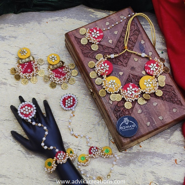 Jaipuri Heritage fabric jewellery set