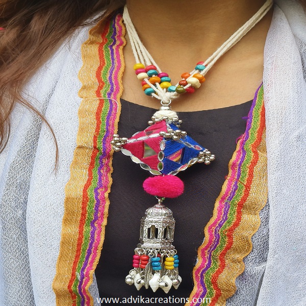 Threaded Treasures mirror oxidised neck piece