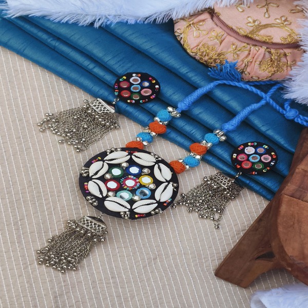 Cowrie and mirror work festive handmade jewellery for women and girls