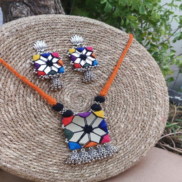 Multi Color Mirror Jewellery Set for Women and Girls
