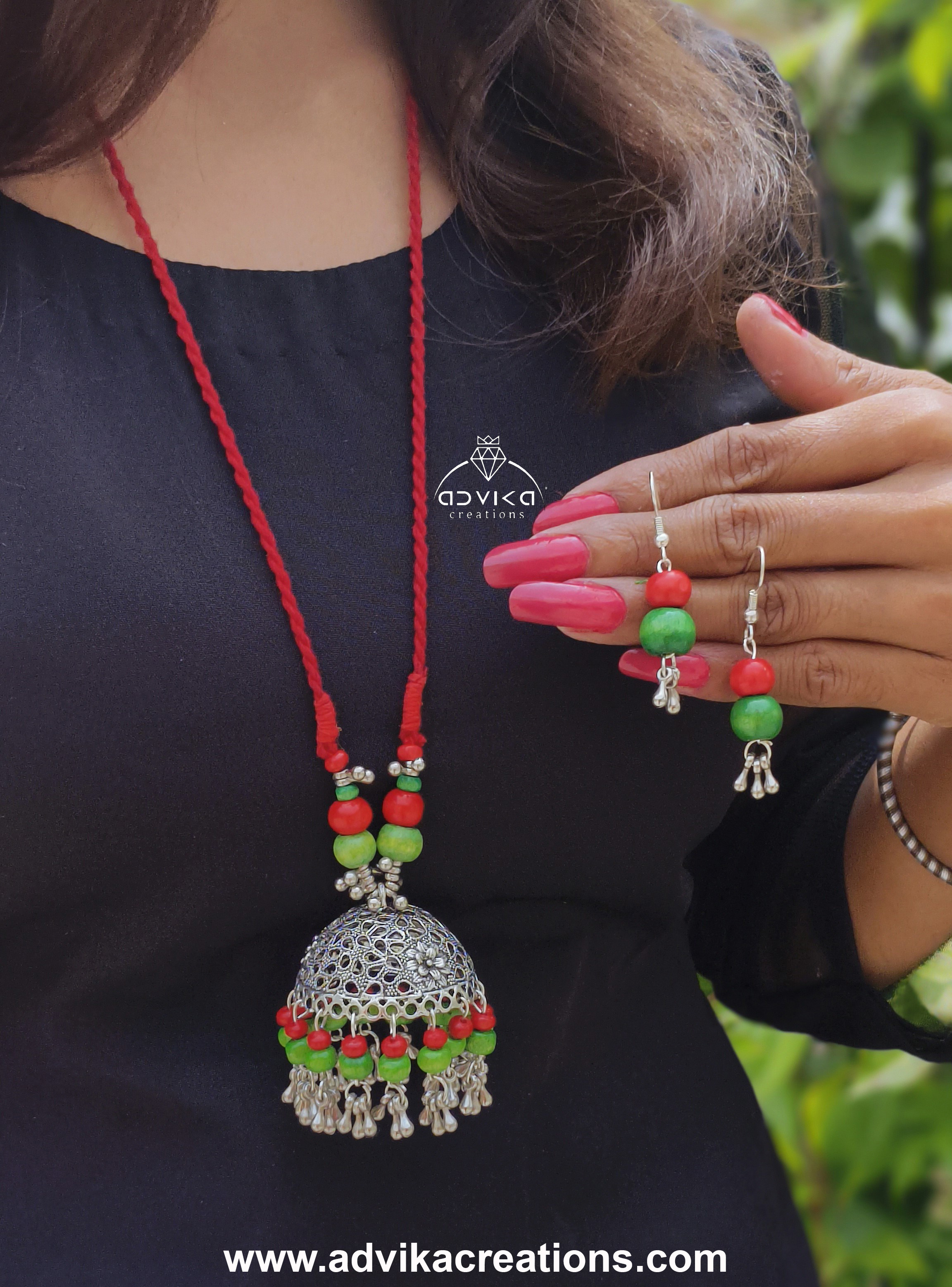 Oxidised Jhumka Mala 21