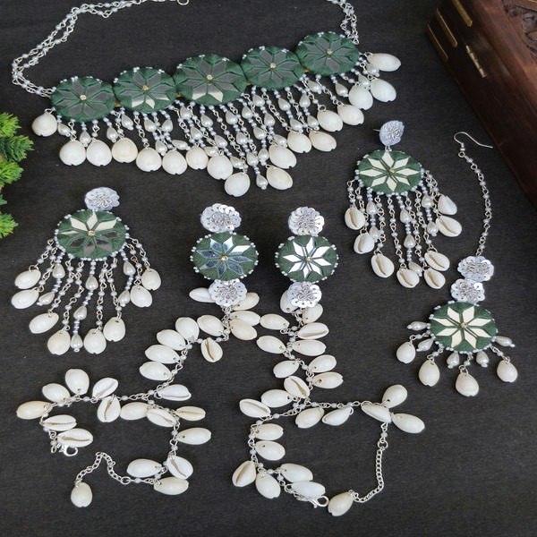 Dark Green Mirror Jewellery set for women and girls