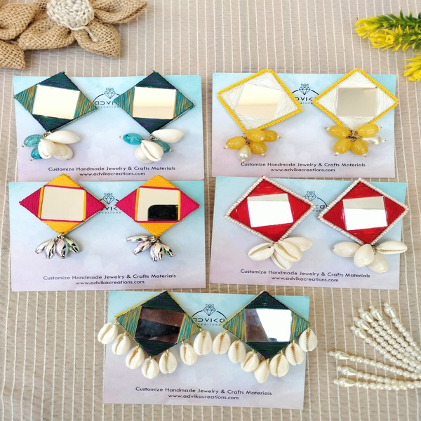 5 pair mirror cowrie earring for women and girls