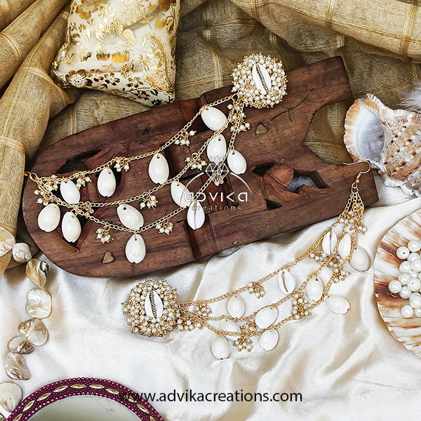 Cowrie shell earrings with loreals