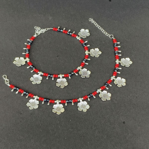 andmade Navratri Anklets with Oxidized Charms and Pearls