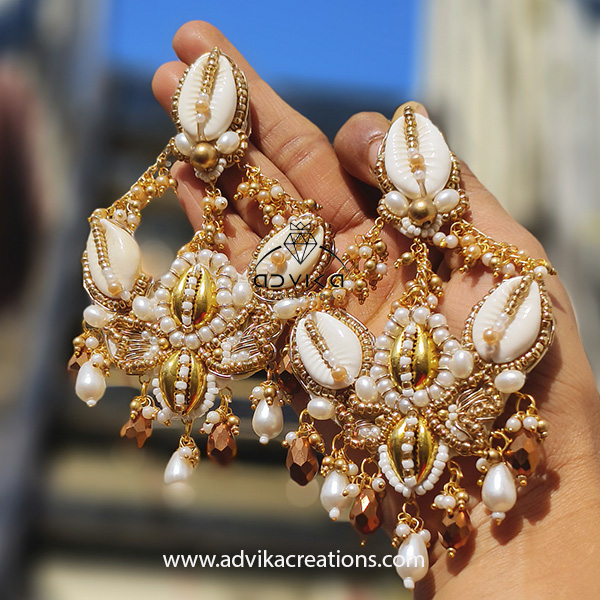 Stunning cowrie shell heavy designed Earring