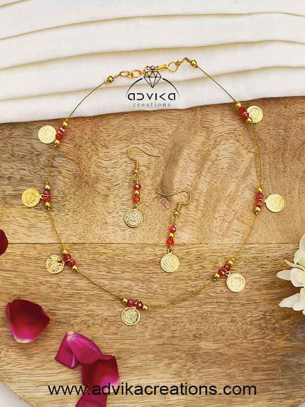 Invisible Necklace Set with Golden Coins