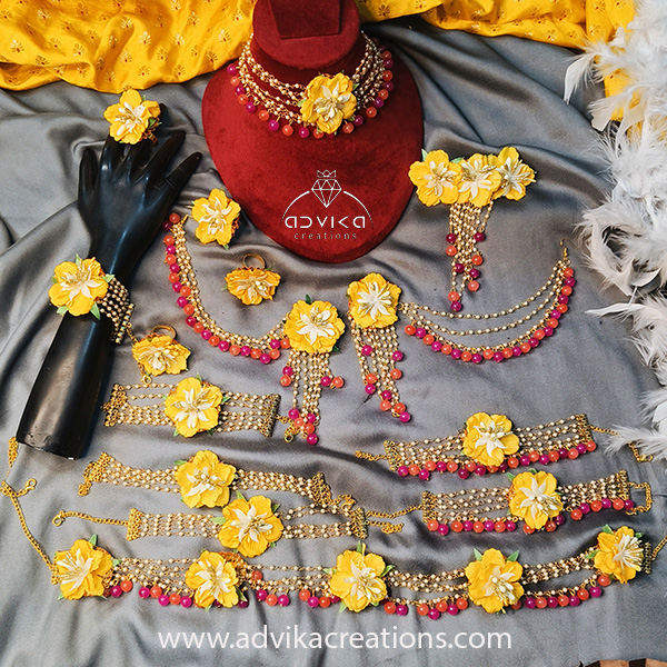 Vibrant Yellow Flower Jewelry Set for Weddings & Celebrations