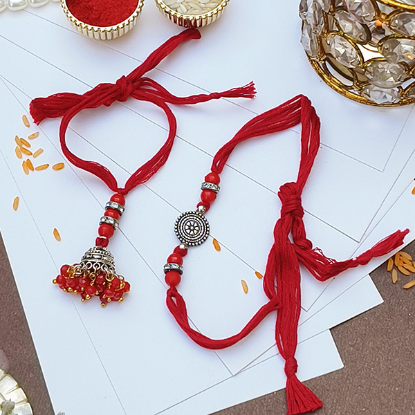 Red Bhaiya Bhabhi Rakhi Set