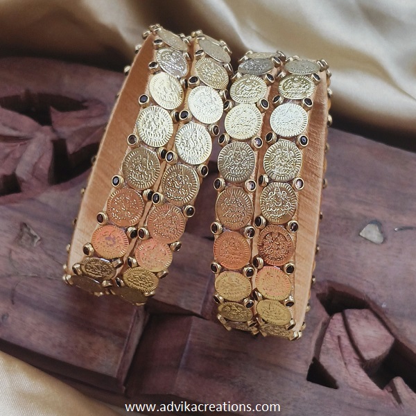 Golden Coin Silk Thread Kada Bangle