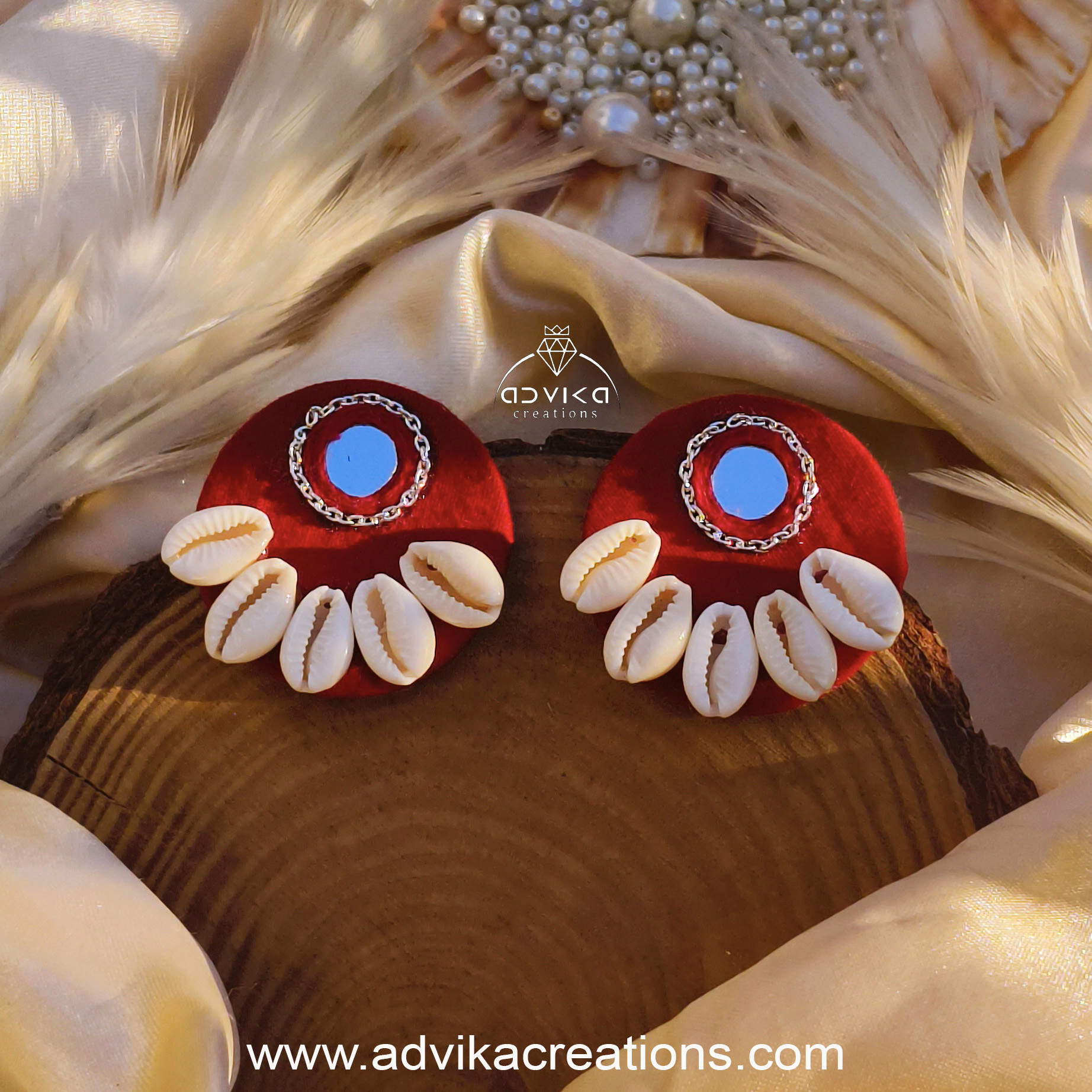 Cowrie mirror earrings 01
