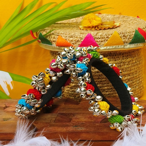 Vibrant Multi-Color Thread Ball and Ghunghroo Kada 