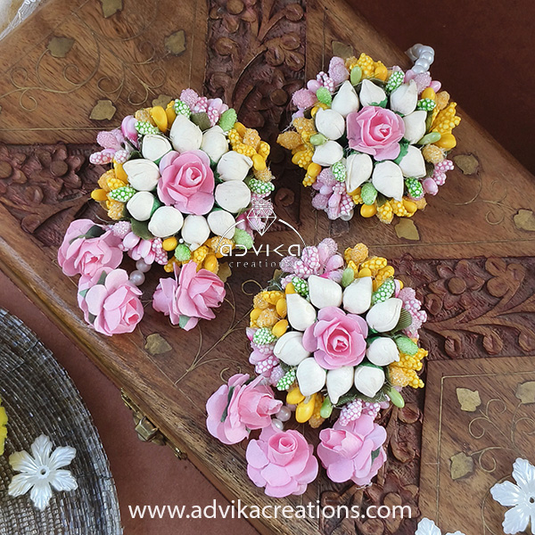 Floral earrings and maangtik Set 