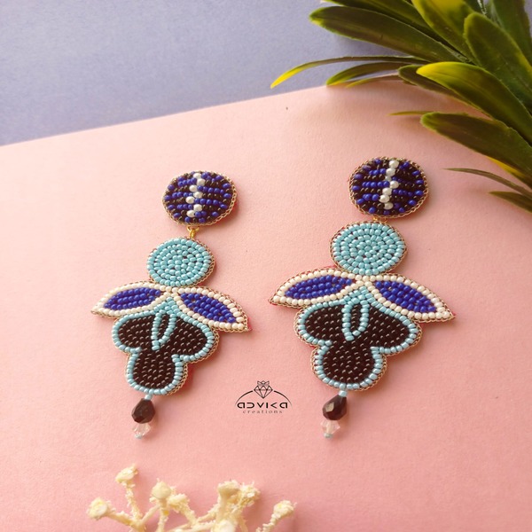 Beaded Drop Flower Earrings