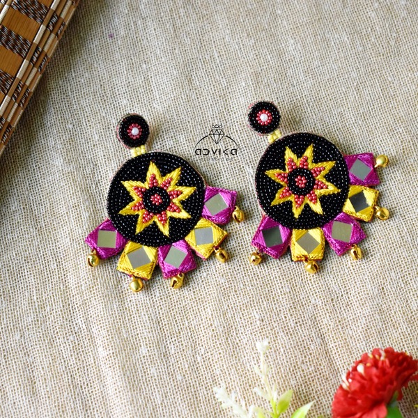 colorfull Star Beaded Earring with mirror 