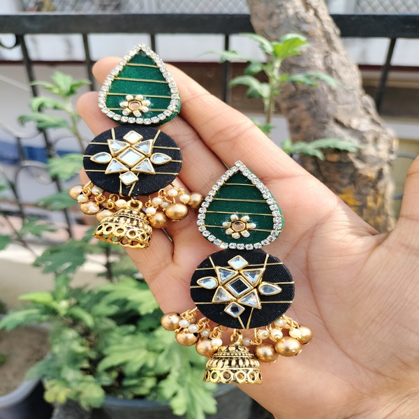 dual color (green & black) Fabric Earring