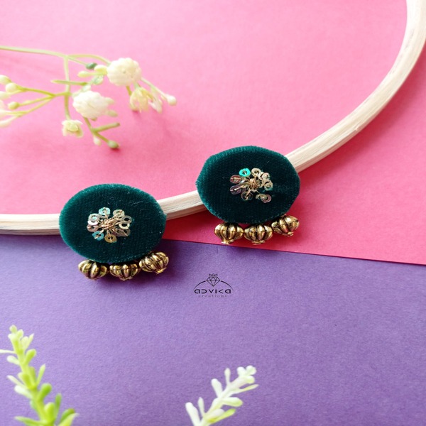handmade Green fabric Earring