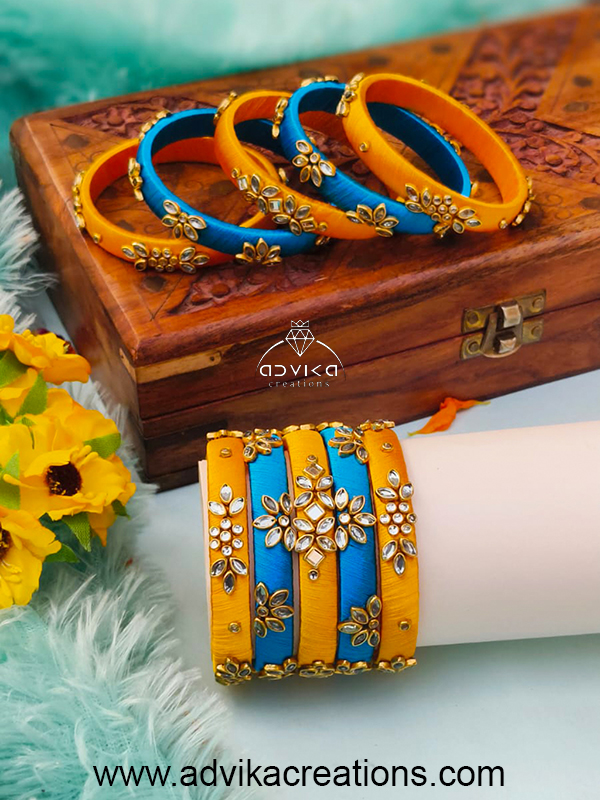 Madhuri Silk Kundan Bangles